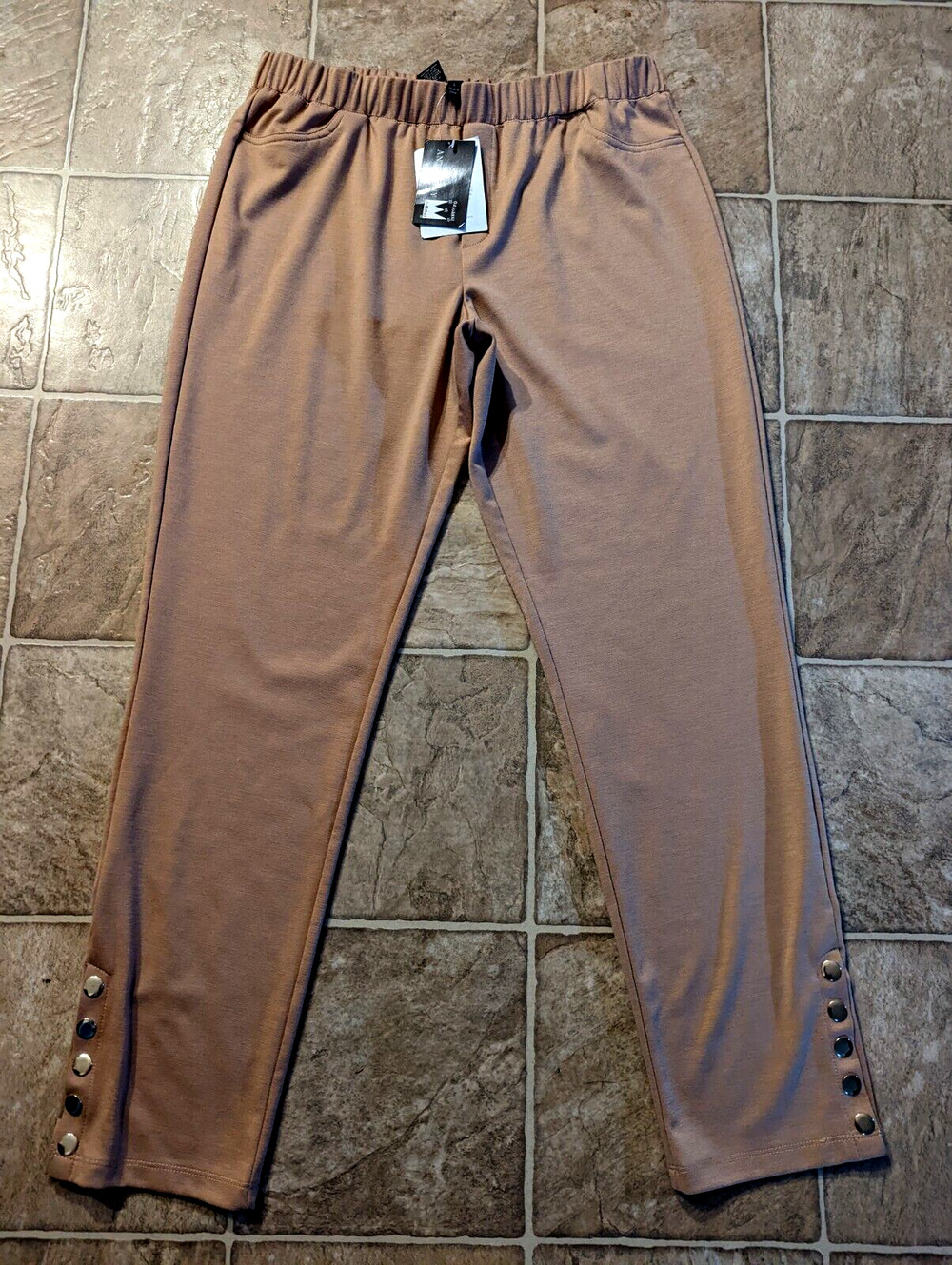 New Antthony Original sz L Ponte Knit Pants tan pull on stretchy 4892